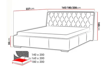 Junkerdal Komplett Sängpaket 180x200 cm med Förvaring och Sänggavel + Bäddmadrass - Ljusgrå - Möbler - Säng - Sängram & sängstomme