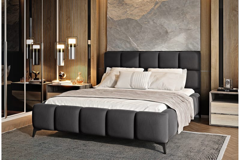 Kamble Sängram med Förvaring 140x200 cm, Mörkgrå