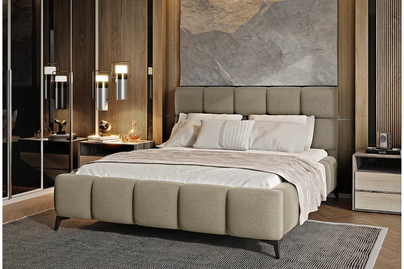 Kamble Sängram med Förvaring 160x200 cm - Beige - Möbler - Säng - Sängram & sängstomme