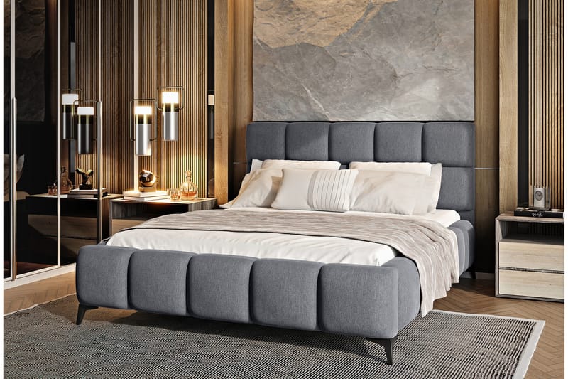 Kamble Sängram med Förvaring 160x200 cm - Grå - Möbler - Säng - Sängram & sängstomme