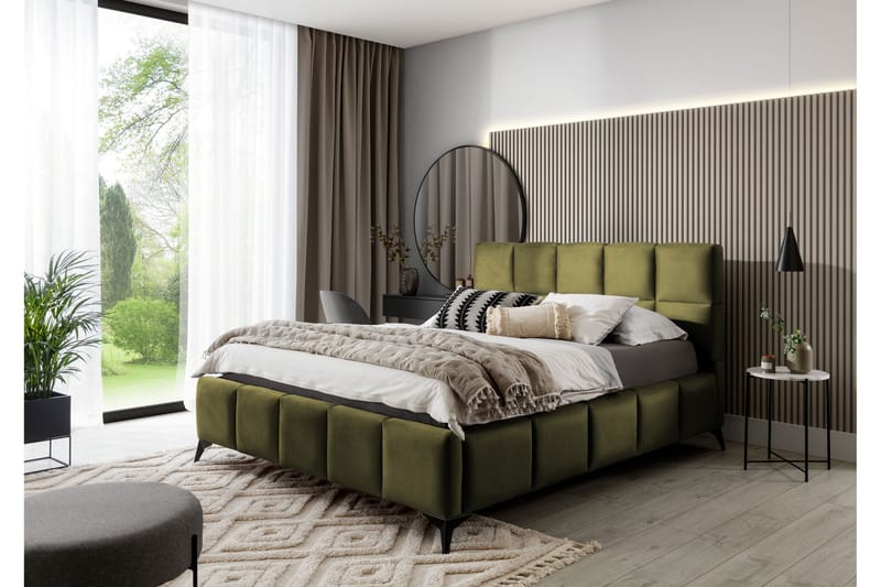 Kamble Sängram med Förvaring 160x200 cm - Olivgrön - Möbler - Säng - Sängram & sängstomme