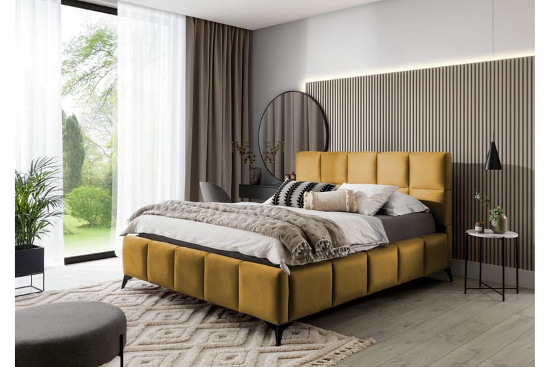 Kamble Sängram med Förvaring 180x200 cm - Gul - Möbler - Säng - Sängram & sängstomme