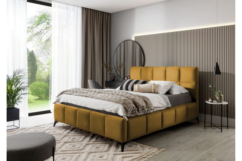 Kamble Sängram med Förvaring 180x200 cm - Gul - Möbler - Säng - Sängram & sängstomme