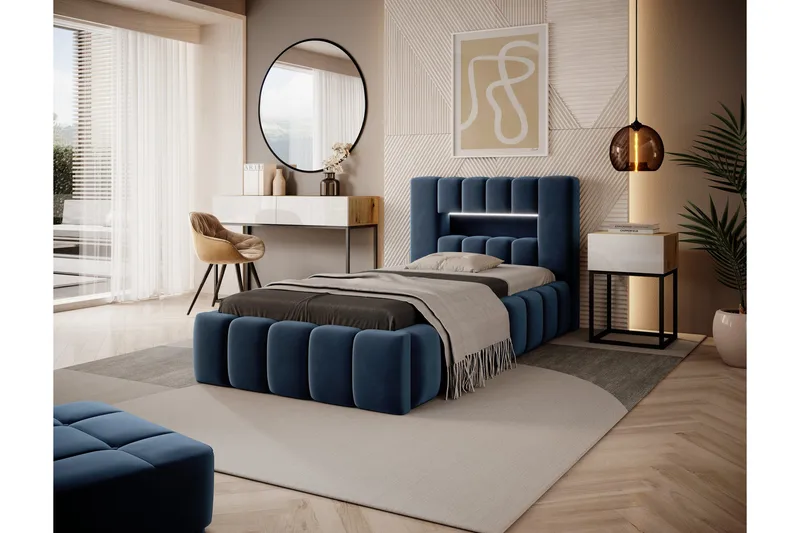 Lamica 3-sits Sängram med Förvaring 90x200 cm, Blå