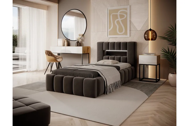 Lamica 3-sits Sängram med Förvaring 90x200 cm, Brun