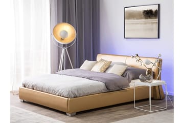 Lesh Dubbelsäng med LED 180x200 Guld Guld - Guld - Möbler - Säng - Sängram & sängstomme