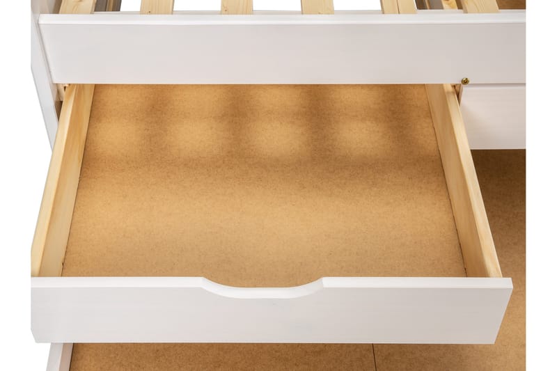 Marina Komplett Sängpaket med Förvaring 90x190 cm i Trä med Sänggavel + Bäddmadrass - Vit|Grön - Möbler - Säng - Sängram & sängstomme