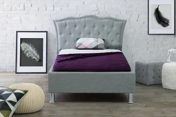 Metz Sängram 90x200 cm i Tyg med Sänggavel - Grå - Möbler - Säng - Sängram & sängstomme
