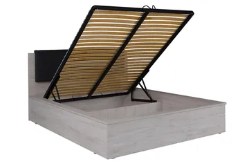 Najera Säng 182x214 cm LED-belysning Ek/Vit LED - Ek/Vit LED - Möbler - Säng - Sängram & sängstomme