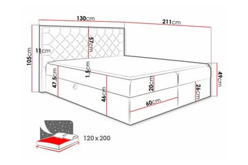 Oberting Sängram 120x200 cm i Tyg med Fasthetsgrad Medium - Mellangrå - Möbler - Säng - Sängram & sängstomme