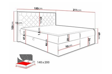 Oberting Sängram med Förvaring 140x200 cm i Tyg med Fasthetsgrad Medium - Rosa - Möbler - Säng - Sängram & sängstomme