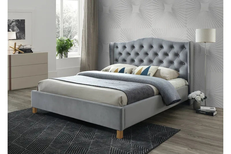 Paonia Sängram 160x200 cm  Grå/Trä/Natur  Grå/Trä/Natur, Grå/Trä/Natur