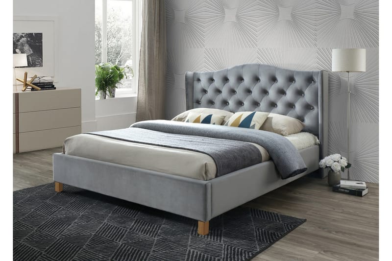 Paonia Sängram 160x200 cm  Grå/Trä/Natur  Grå/Trä/Natur, Grå/Trä/Natur