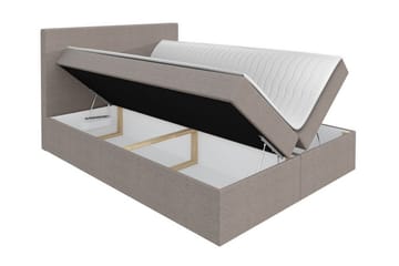 Pries Komplett Sängpaket 140x200 cm i Tyg med Sänggavel + Bäddmadrass - Beige - Möbler - Säng - Sängram & sängstomme
