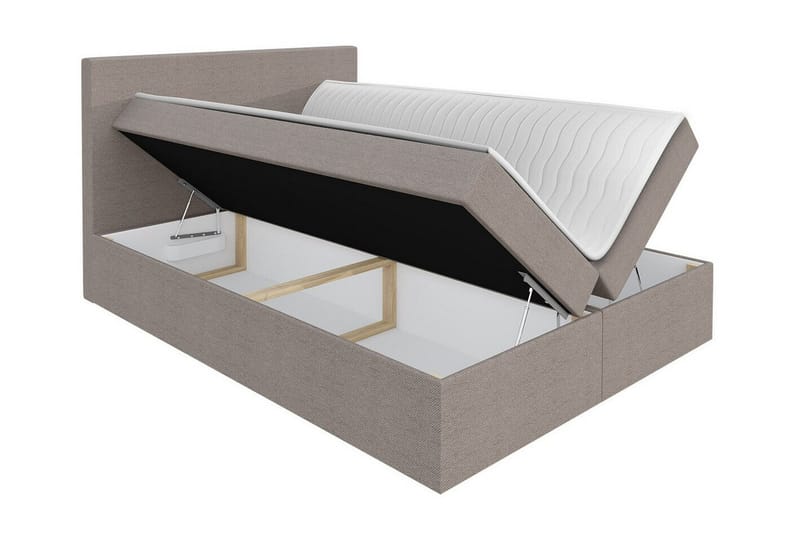 Pries Komplett Sängpaket 140x200 cm i Tyg med Sänggavel + Bäddmadrass - Beige - Möbler - Säng - Sängram & sängstomme