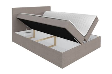 Pries Komplett Sängpaket 140x200 cm i Tyg med Sänggavel + Bäddmadrass med Fasthetsgrad Medium - Brun - Möbler - Säng - Sängram & sängstomme