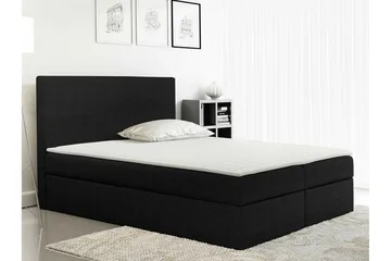 Pries Komplett Sängpaket 140x200 cm i Tyg med Sänggavel + Bäddmadrass med Fasthetsgrad Medium - Svart - Möbler - Säng - Sängram & sängstomme