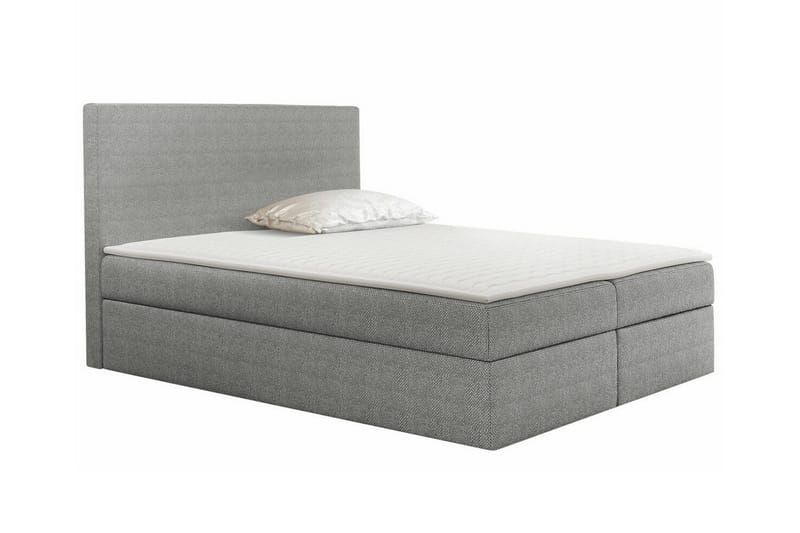 Pries Komplett Sängpaket 180x200 cm i Tyg med Sänggavel + Bäddmadrass med Fasthetsgrad Medium, Grå