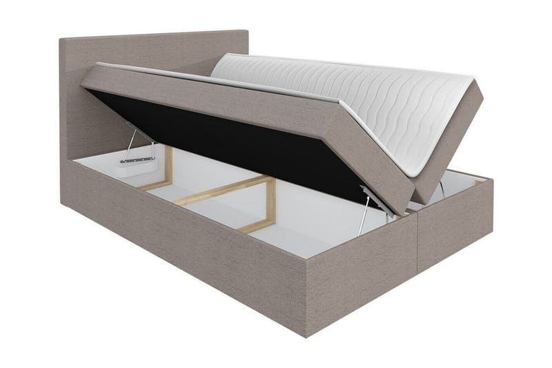 Pries Komplett Sängpaket med Förvaring 180x200 cm i Tyg med Sänggavel + Bäddmadrass - Beige - Möbler - Säng - Sängram & sängstomme