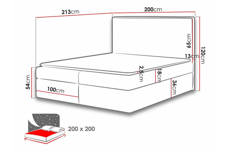 Pries Sängram med Förvaring 200x200 cm i Tyg med Sänggavel - Svart - Möbler - Säng - Sängram & sängstomme
