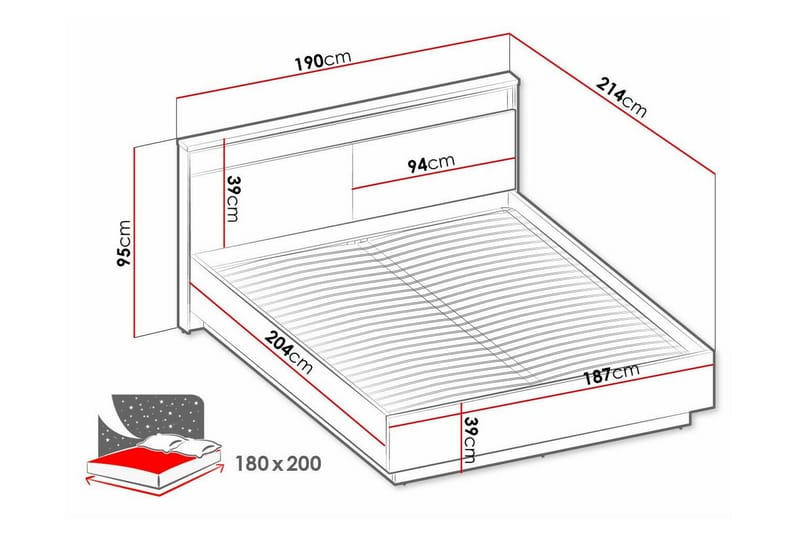 Rathmore Sängram 180x200 cm - Svart - Möbler - Säng - Sängram & sängstomme