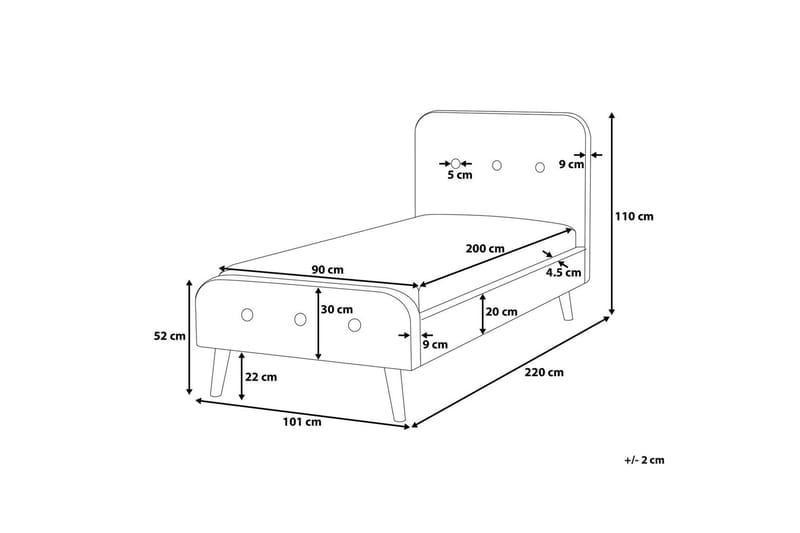 Rennes Dubbelsäng 90 | 200 cm - Grå - Möbler - Säng - Sängram & sängstomme