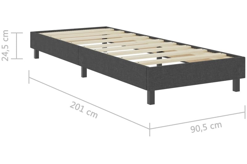 Resårsäng sängram grå tyg 90x200 cm - Grå - Sängram & sängstomme