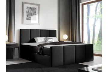 Ripon Komplett Sängpaket med Förvaring 120x200 cm i Tyg med Sänggavel + Bäddmadrass - Svart - Möbler - Säng - Sängram & sängstomme