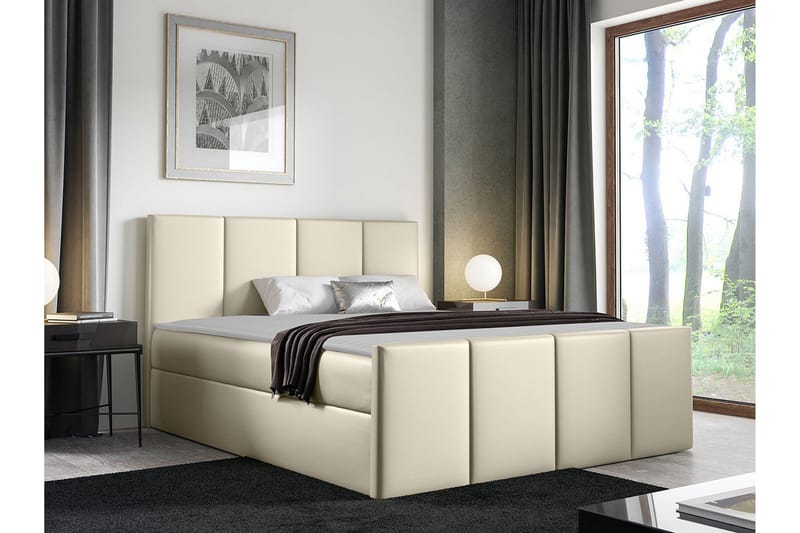 Ripon Sängram med Förvaring 140x200 cm i Konstläder med Fasthetsgrad Medium - Beige - Möbler - Säng - Sängram & sängstomme