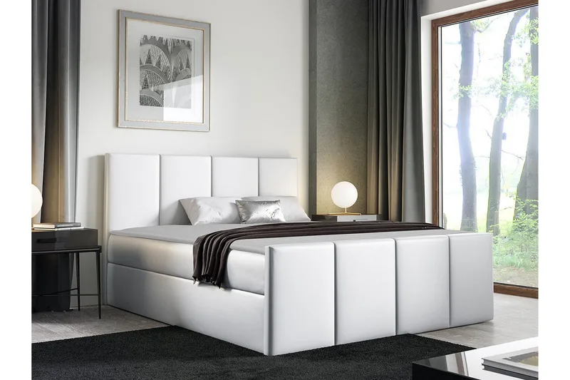 Ripon Sängram med Förvaring 140x200 cm i Konstläder med Fasthetsgrad Medium - Vit - Möbler - Säng - Sängram & sängstomme