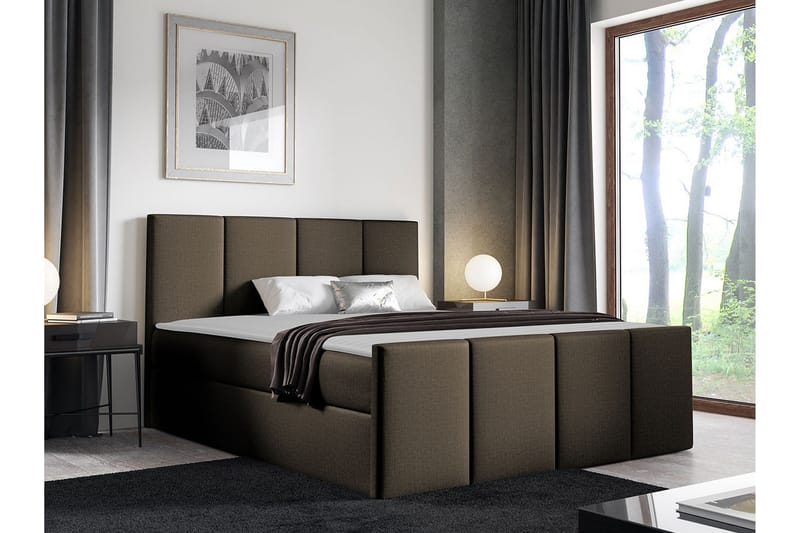 Ripon Sängram med Förvaring 140x200 cm i Sammet med Fasthetsgrad Medium - Brun - Möbler - Säng - Sängram & sängstomme