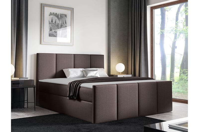 Ripon Sängram med Förvaring 140x200 cm i Tyg med Fasthetsgrad Medium - Brun - Möbler - Säng - Sängram & sängstomme