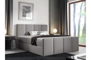 Ripon Sängram med Förvaring 140x200 cm i Tyg med Fasthetsgrad Medium - Grå - Möbler - Säng - Sängram & sängstomme