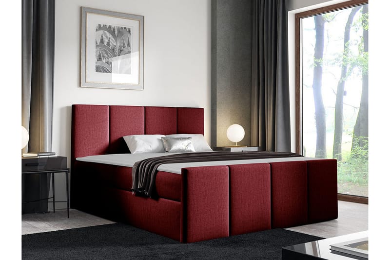 Ripon Sängram med Förvaring 140x200 cm i Tyg med Fasthetsgrad Medium - Röd - Möbler - Säng - Sängram & sängstomme
