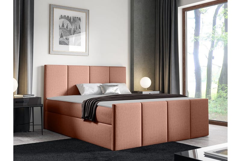 Ripon Sängram med Förvaring 140x200 cm i Tyg med Fasthetsgrad Medium - Rosa - Möbler - Säng - Sängram & sängstomme