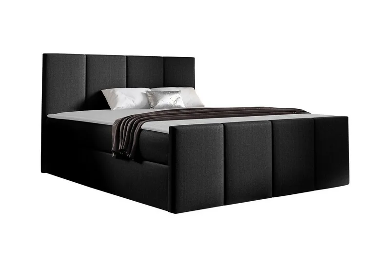 Ripon Sängram med Förvaring 180x200 cm i Tyg med Fasthetsgrad Medium, Svart