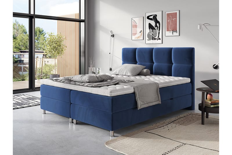 Säng Breyawna 120x200 cm - Blå - Sängram & sängstomme