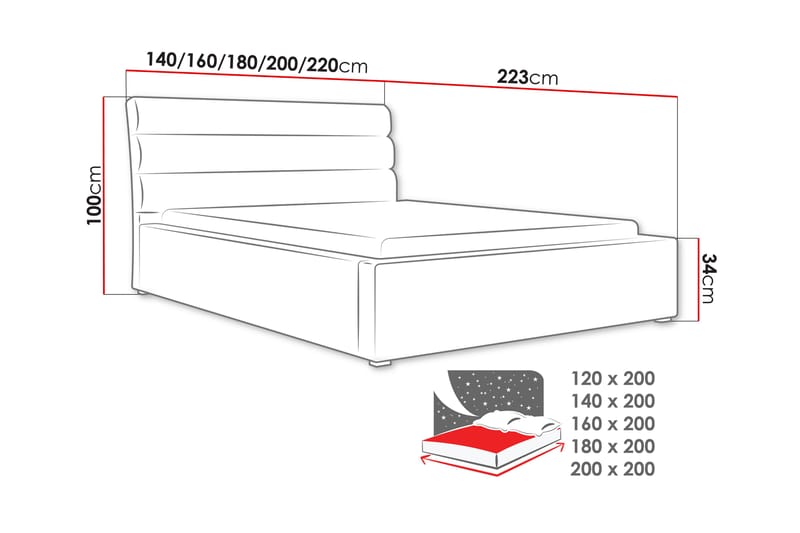 Säng Breyawna 200x200 cm - Beige - Dubbelsäng med förvaring - Säng med förvaring