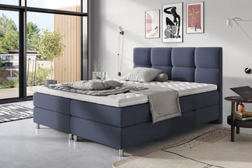 Säng Breyawna 200x200 cm - Blå/Grå/Vit - Möbler - Säng - Sängram & sängstomme
