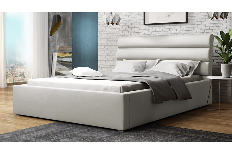Säng Breyawna 200x200 cm - Blå/Grå/Vit - Möbler - Säng - Sängram & sängstomme