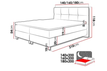 Säng Breyawna 200x200 cm - Grå/Vit - Möbler - Säng - Sängram & sängstomme