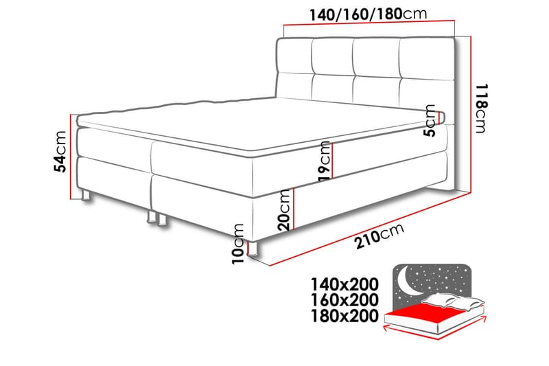 Säng Breyawna 200x200 cm - Grå/Vit - Möbler - Säng - Sängram & sängstomme
