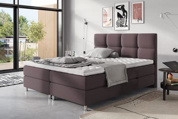 Säng Breyawna 200x200 cm - Grå/Vit - Möbler - Säng - Sängram & sängstomme