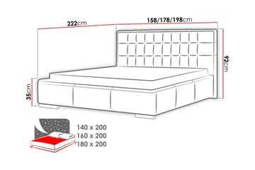 Säng Girton med Förvaring 140x200 - Grå - Möbler - Säng - Sängram & sängstomme