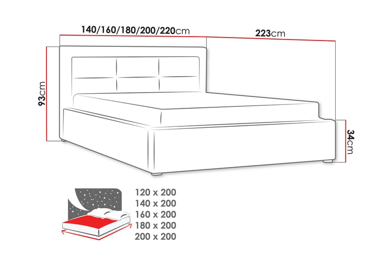 Säng Havberg 200x200 cm Metallram - Mörkgrå - Möbler - Säng - Sängram & sängstomme