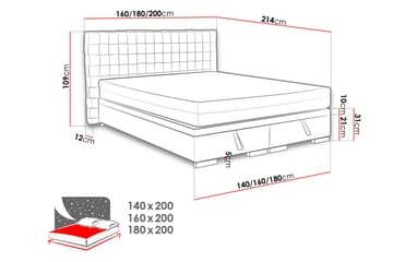 Säng Kacper 160x200 cm - Grå - Möbler - Säng - Sängram & sängstomme