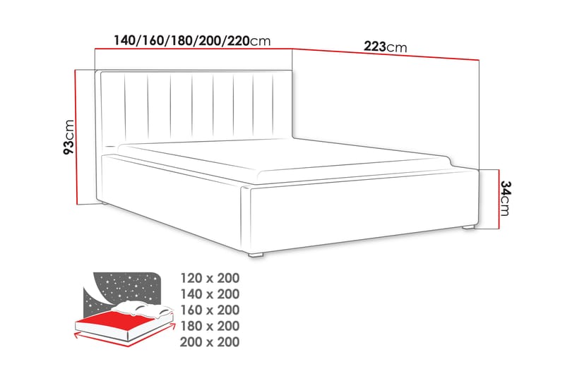 Säng Kalliopi 120x200 cm - Beige - Sängram & sängstomme