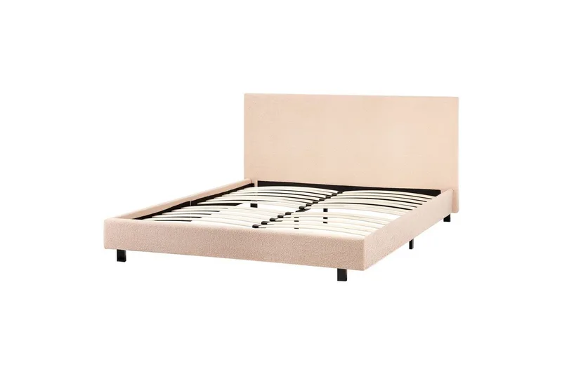Säng med lamellram Albi, Beige, svart/Bouclé, 160x200 cm
