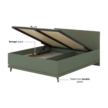 Säng Scandi lyftförvaring - 160 cm, Dämpad grön - Oljad ek - Möbler - Säng - Sängram & sängstomme