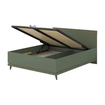 Säng Scandi lyftförvaring - 160 cm, Dämpad grön - Oljad ek - Möbler - Säng - Sängram & sängstomme
